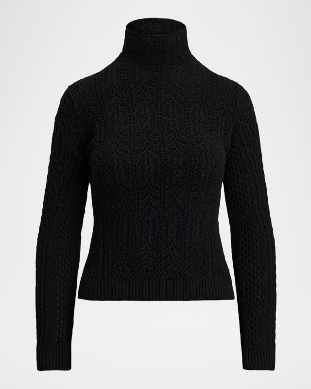 Lofty Cashmere Pointelle Turtleneck Sweater